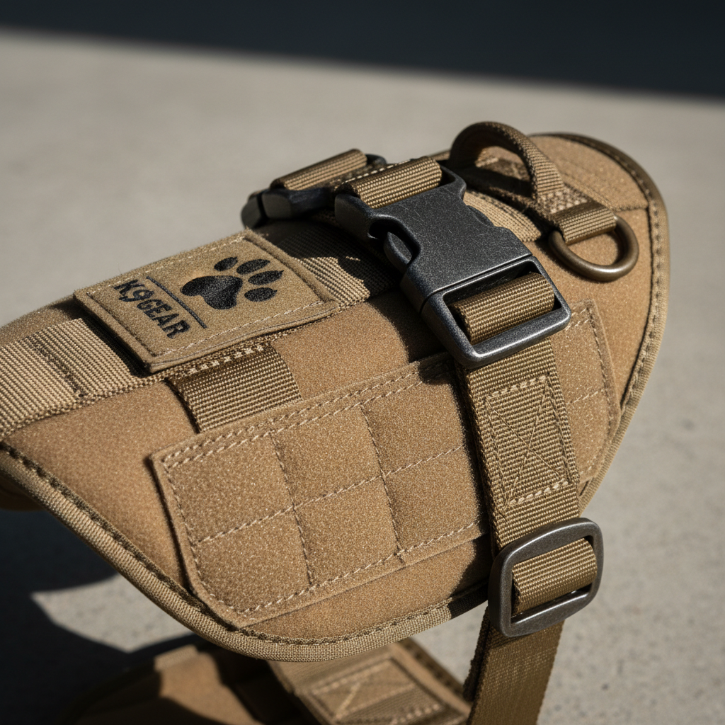 Tactical harness detail - metal buckles and webbing