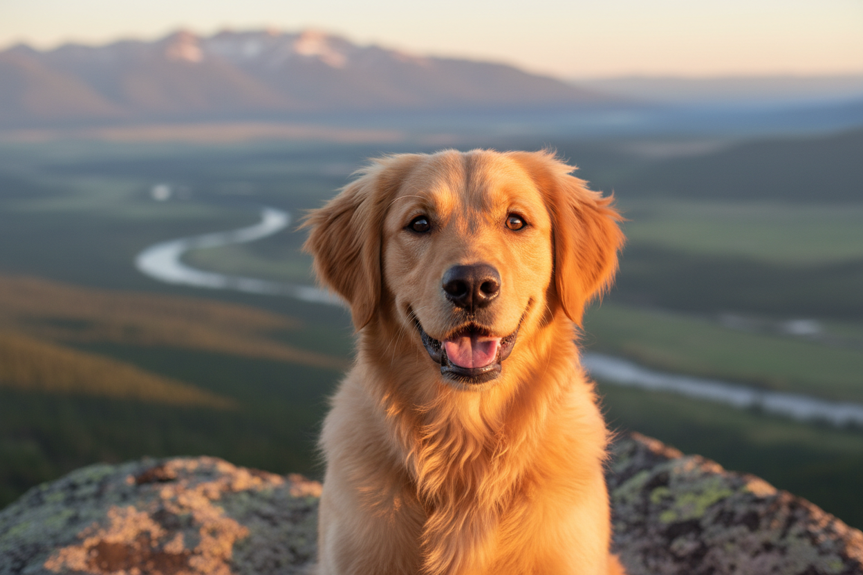 Lykkelig hund av annen rase